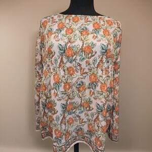 Maxi Studio Boat Neck Floral Bell Sleeves Blouse